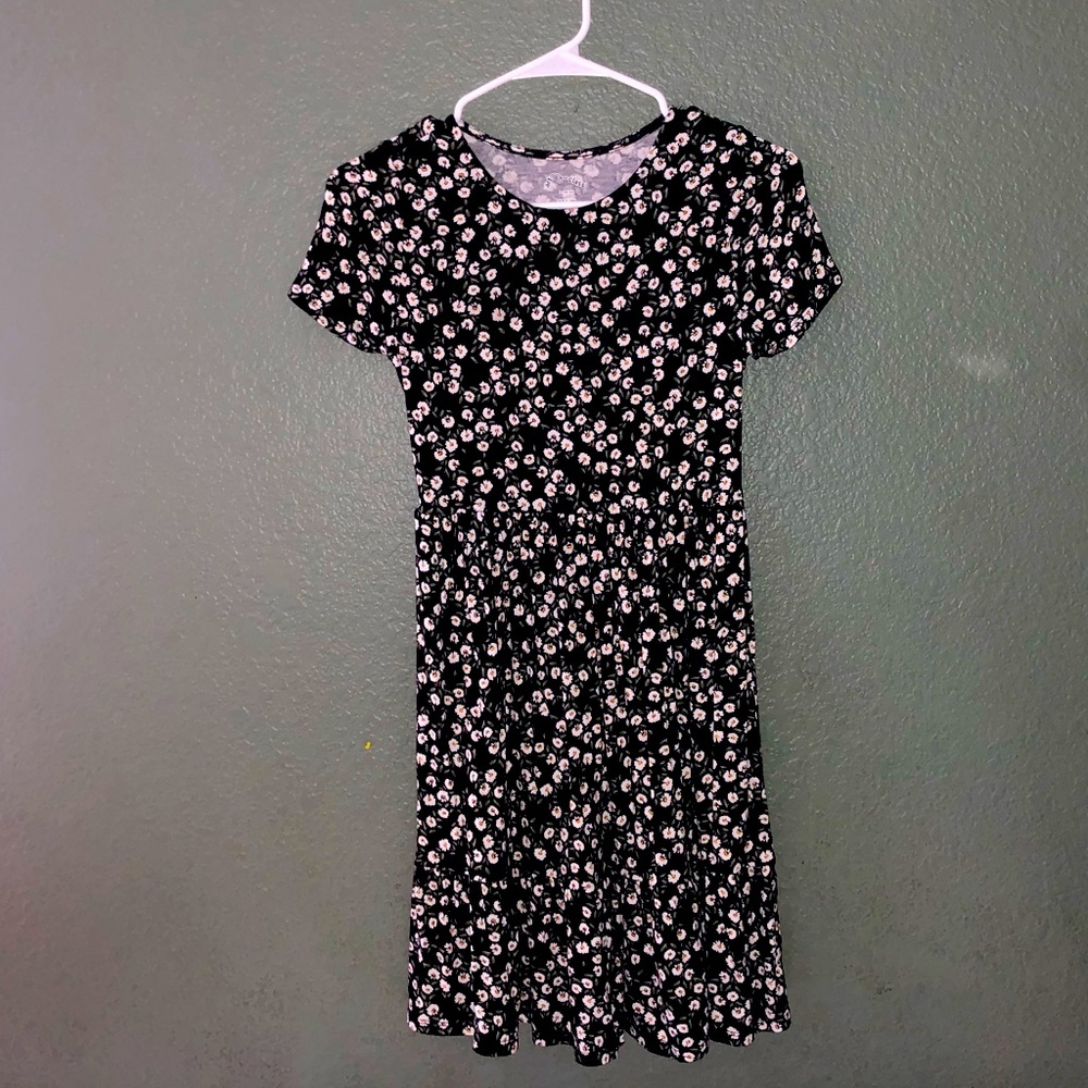 Black floral girls dress